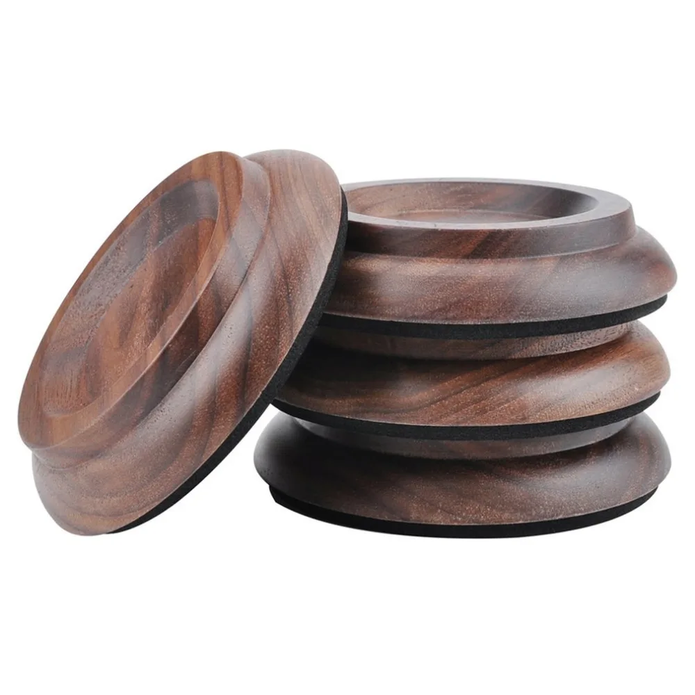 

4 PCS Black Walnut Piano Caster Cups Universal Round Cup Wood Grain Grand Piano Mats Piano Foot Pads Anti-Skid Pads New