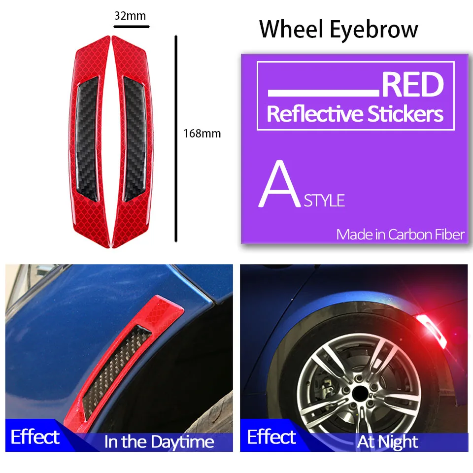 Автомобильная Светоотражающая полоса из углеродного волокна защитная наклейка для Alfa Romeo 159 Chevrolet Aveo Captiva Ford Focus 3 Fiesta Mondeo Fusion - Название цвета: Wheel Red Black