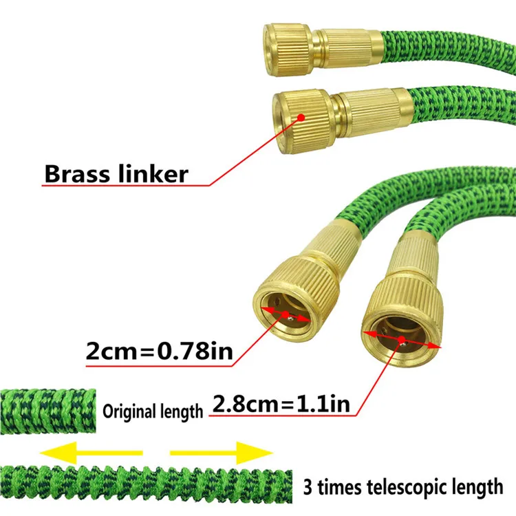 25Ft-100Ft расширяемый шланг для полива волшебный гибкий Телескопический резиновый орошение шлангом трубы пены сопло для сада