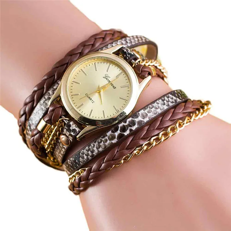 New Fashion Women's watches casual watches Around Bracelet Watch Synthetic Leather Chain Watch Clocks Female Reloj mujer M11 (5)