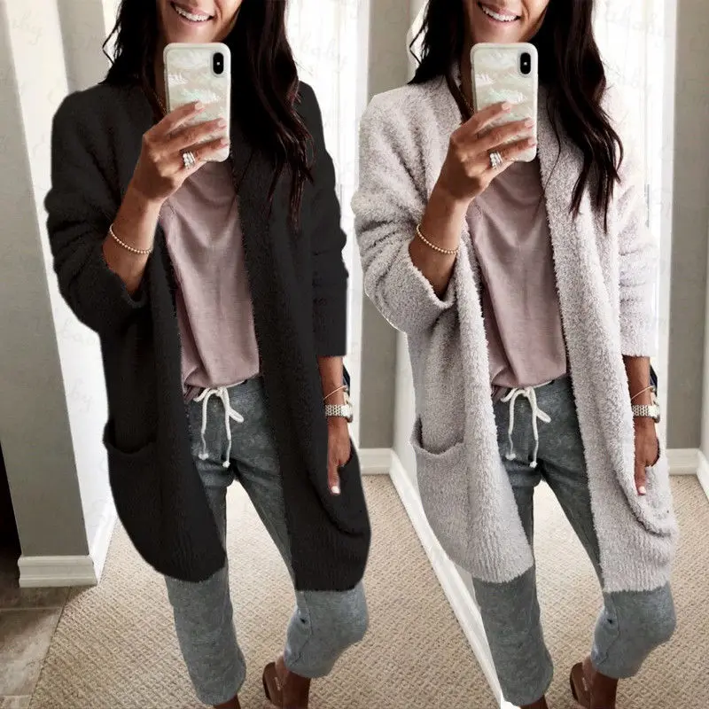 

New Women Baggy Warm Cardigan Coat Long Tops Chunky Open Stitch Long Sleeve Casual Loose Sweater Jumper Outwear Winter Autumn