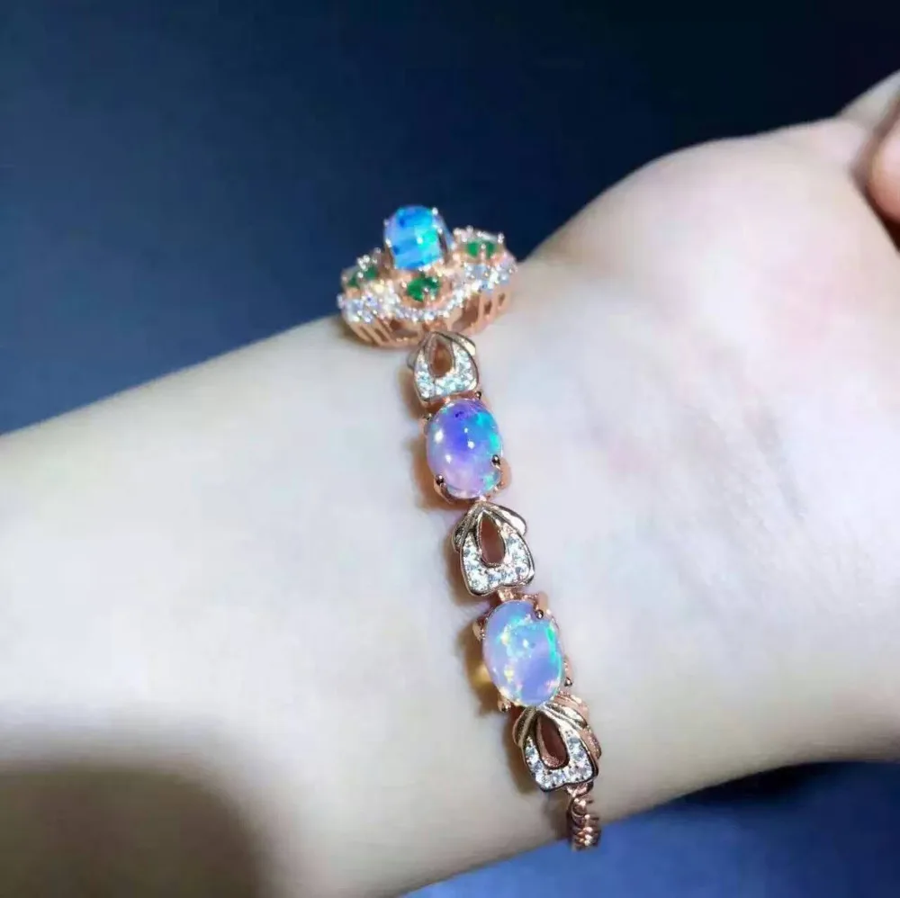 Bracelet en opale multicolore naturelle Bracelet en pierres précieuses naturelles 925 bracelet en a