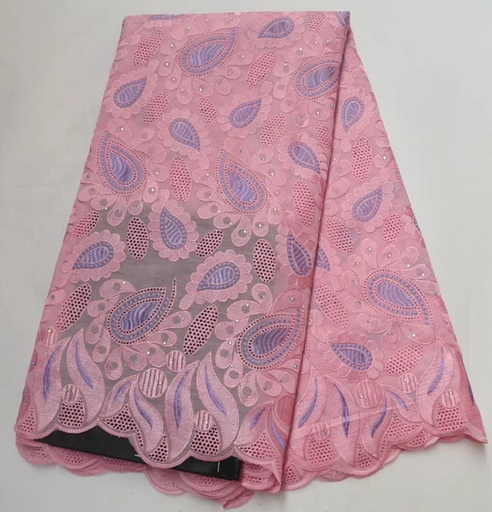 

Nigerian Swiss Cotton Lace African Voile Lace Switzerland African cotton Fabric with Stones High Quality for Normal Dress