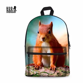 

2018 Men Female Canvas Backpack College Student School Bags for Teenagers Squirrel Prints Mochila Casual Rucksack Travel Bagpack