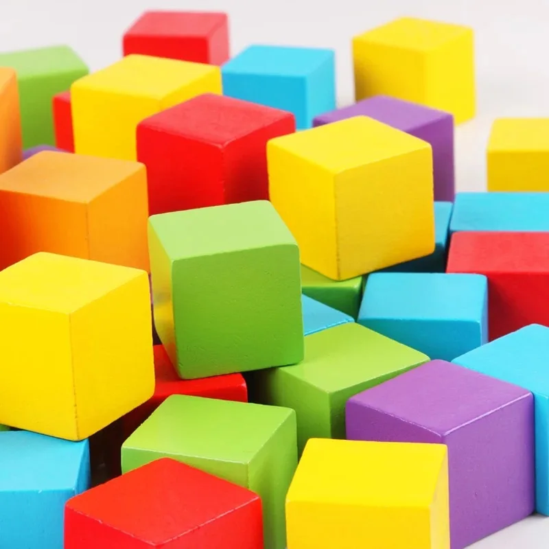 100 шт./лот, 3 см, арифметические деревянные кубики, складные строительные блоки, игрушки, детские цветные и геометрические формы, развивающие игрушки для детей