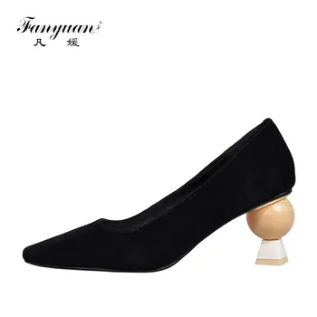 

fanyuan Sexy Pointed Toe Shallow pumps women shoes Elegant Strange Style transparent High Heels Kid Suede Slip-On Office Shoes