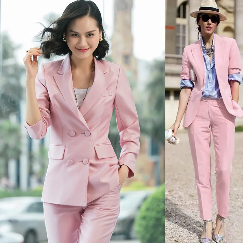 

Luxury Boutique Women Suit Long Sleeve Turn Down Collar Fashion Coat Jackets+Pants Casual Ladies Blazer Sets Office Wear G662