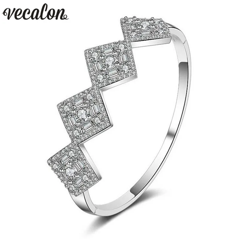 Vecalon Bling Мода 5A кубического циркония обручальный браслет белое золото заполненный манжета браслет женские свадебные аксессуары ювелирные изделия