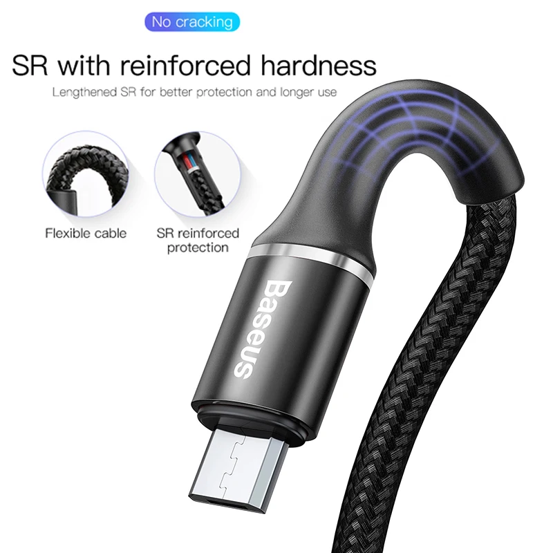 Baseus 3A Micro USB Cable LED Fast Charging Microusb Cable For Xiaomi Redmi 4 Note 5 Pro Samsung Android Mobile Phone Cables 2M Baseus 3A Micro USB Cable LED Fast Charging Microusb Cable For Xiaomi Redmi 4 Note 5 Pro Samsung Android Mobile Phone Cables 2M