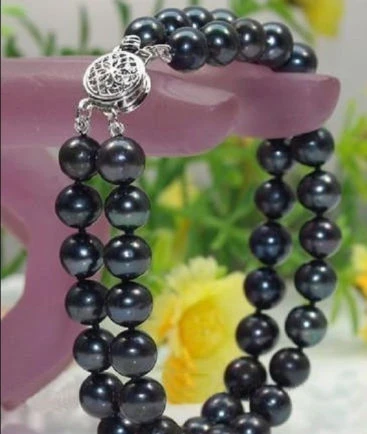 

Fine 2 STRANDS 9-10MM SOUTH SEA BLACK PEARL BRACELET 7.5-8 INCH >>> -Top quality free shipping