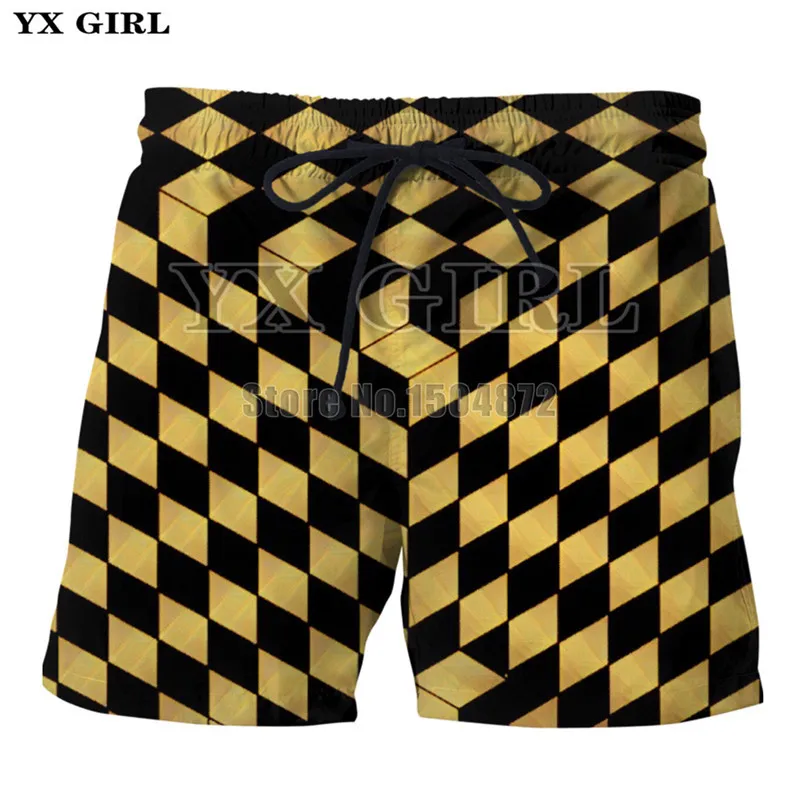 YX Girl, 3D принт, клетчатые шашки, куб, шорты для женщин, мужчин, летние повседневные шорты, Mesmerize, пляжные шорты с карманами, на завязках