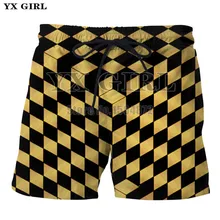 YX Girl, 3D принт, клетчатые шашки, куб, шорты для женщин, мужчин, летние повседневные шорты, Mesmerize, пляжные шорты с карманами, на завязках