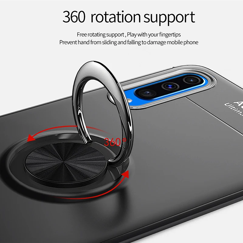 For Samsung Galaxy A60 Case Colorful Metal Magnetic Ring Holder Soft Silicone TPU Luxury Cover For Samsung Galaxy A60 Shell