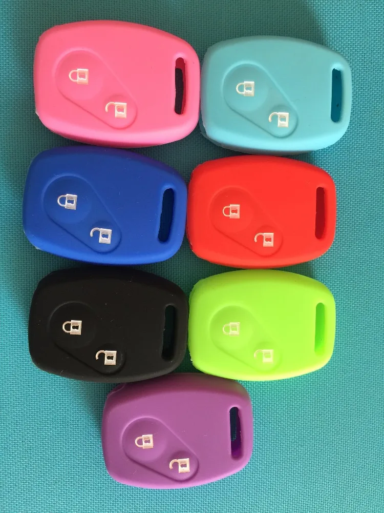 

New Colorful 2 Buttons Silicone Skin Car Key Case Cover FOB For Honda CIVIC JAZZ Pilot Accord CR-V Car Styling remote key shell