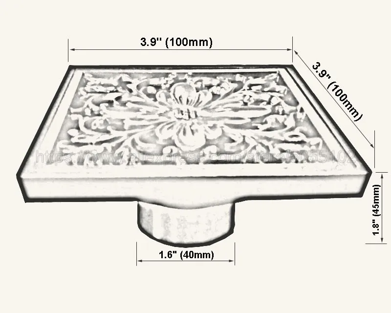 Antique Brass Shower Floor Drain Bathroom Toilet Floor Drain10*10cm Water Anti-Odor Wire Strainer Drain zhr074
