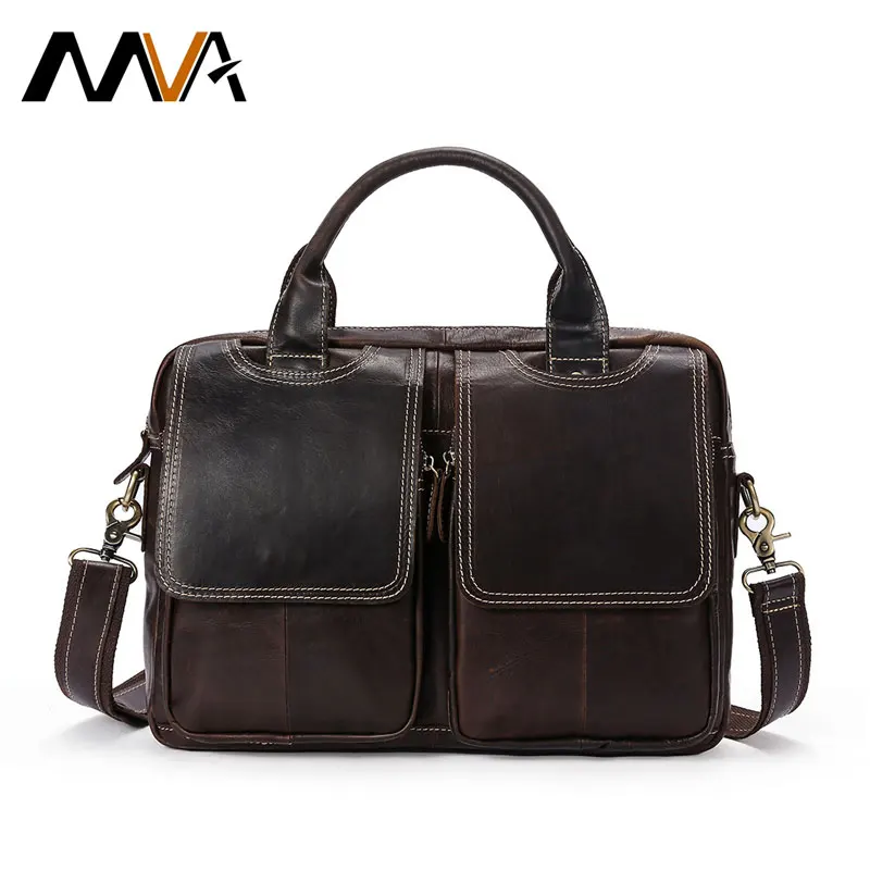 

MVA Business Men Bags Genuine Leather Bag Male Leather Laptop Tote Briefcases Men Crossbody Bags Zipper Shoulder Messenger Bags