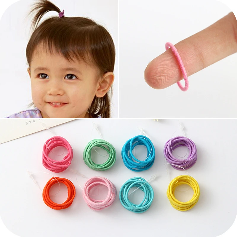 100Pcs Lovely Korean Fine Hair Bands Baby Girls Elastic Hair Bands Mini