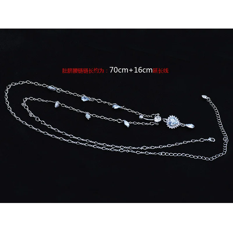 2016 Dangle Austria Crystal Belly Chians Water Drop Shape Bar Silver Plated Belly Chain 70*16cm Dangle Body Jewelry Piercing - Image 2