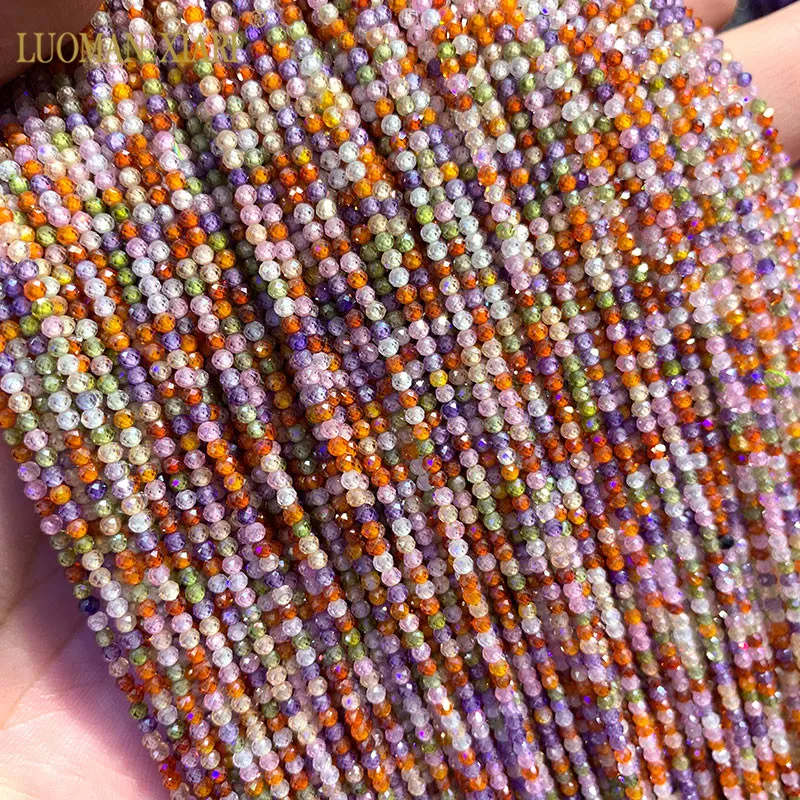 Wholesale AAA 2mm Natural Zircon Faceted Round Natural Stone Beads Beads For Jewelry Making DIY Bracelet necklace