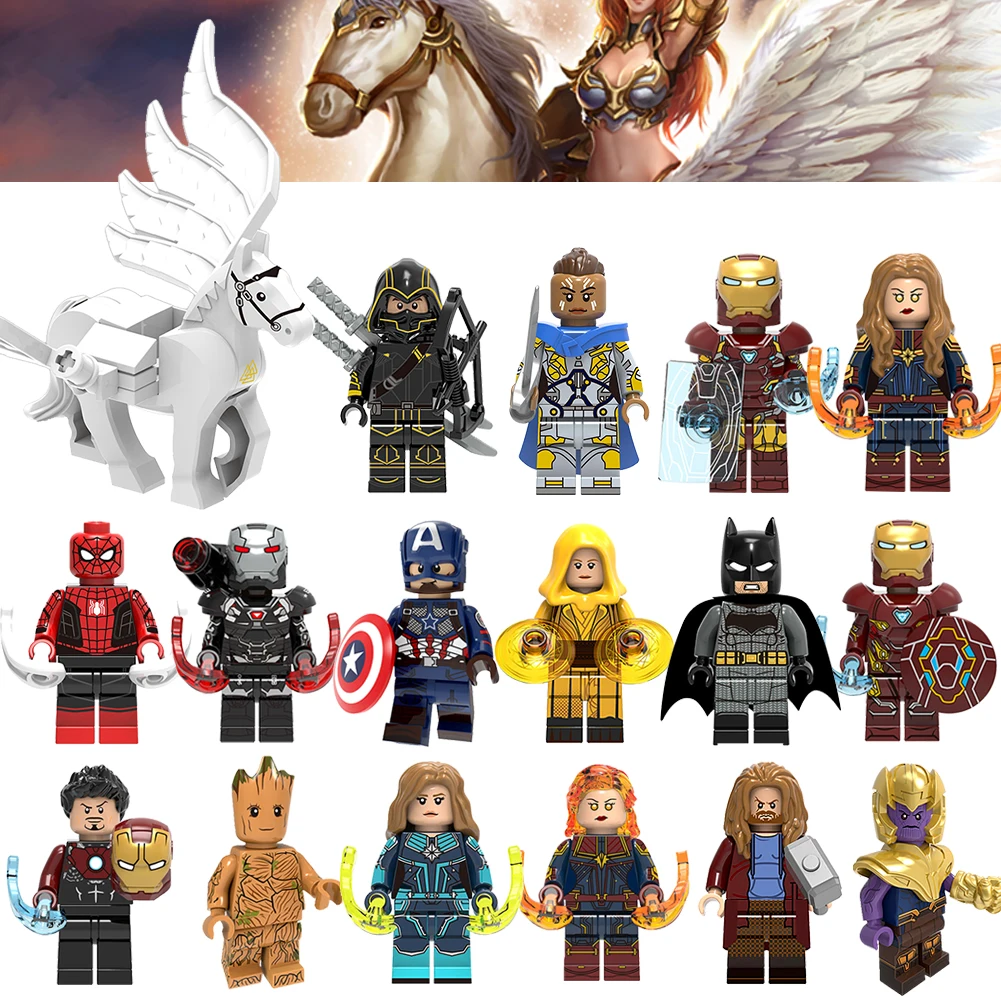 Игрушечные блоки Marvel Avengers 4 супергероев Бэтмен Тор Железный человек Капитан