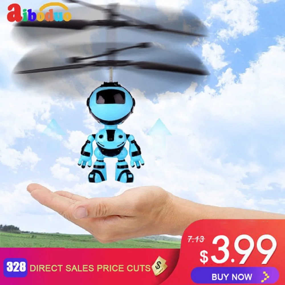 Aiboduo RC Flying Robot Mini Remote Control Helicopter Toys Electric Infrared Induction Aircraft Control Toys 