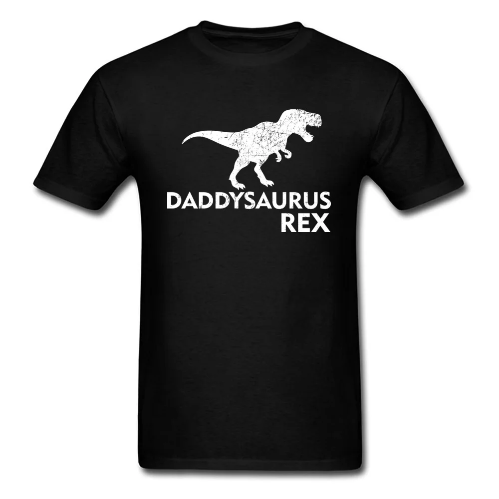 Mens Daddysaurus Rex Shirt Black T Shirt Dinosaur Graphic Clothing O Neck Cotton Tops Tees Men