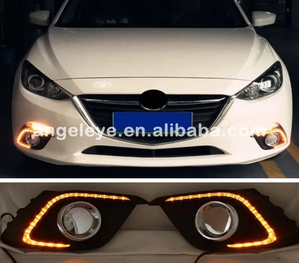 Для Mazda 3 Axela 2014-2015 СИД DRL дневные Бег свет с поворотным белого и желтого цвета цвет V3