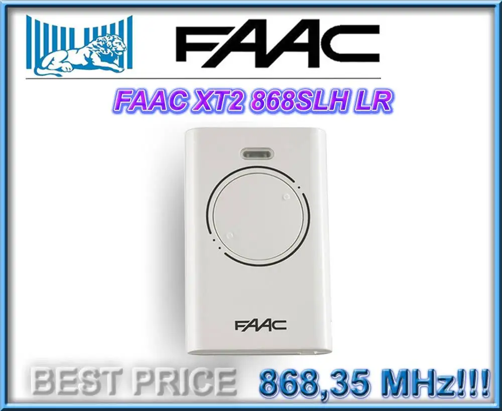 2pcs New For FAAC XT2 868 SLH LR (XT2 868 SLH) Hand Remote Control,white 868,35MHz Rolling code