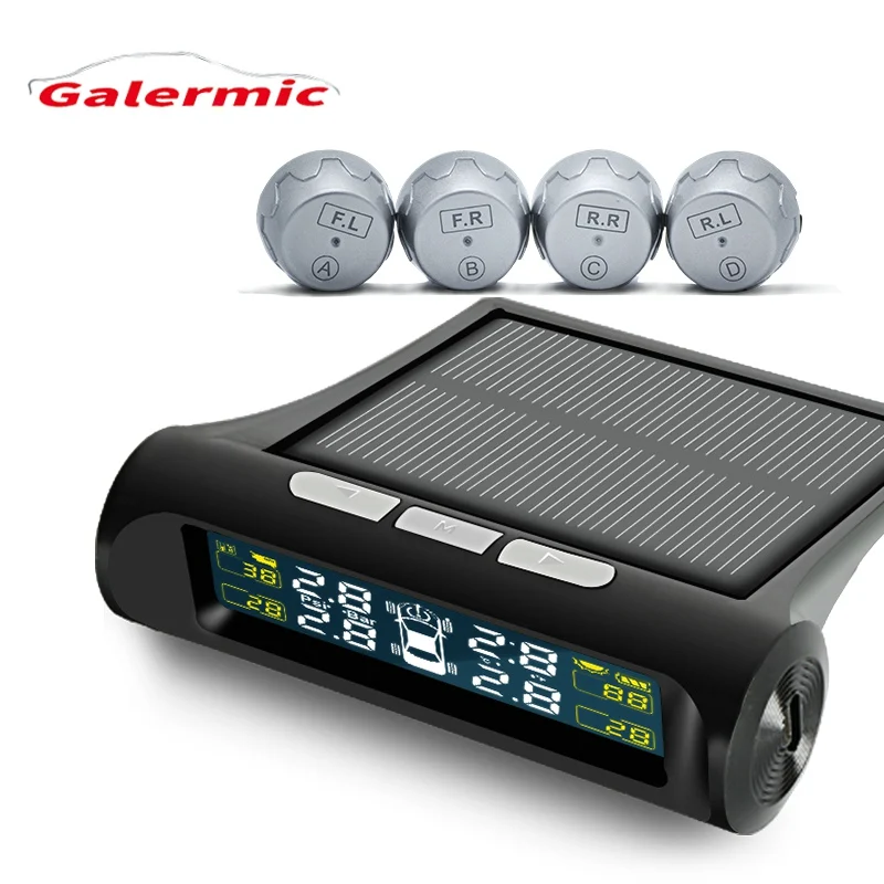 Tire pressure tester car external sensor TPMS with USB and solar