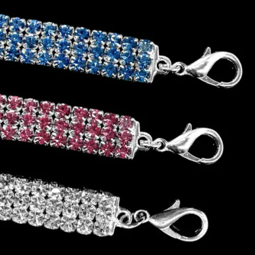 Шикарный горный хрусталь ожерелье ошейник для собак Диаманте и кулон для питомца щенка чихуахуа белый розовый синий