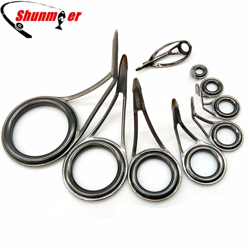 SHUNMIER 9Pcs Stainless Steel Ceramic Guide Rings Fishing Accessories