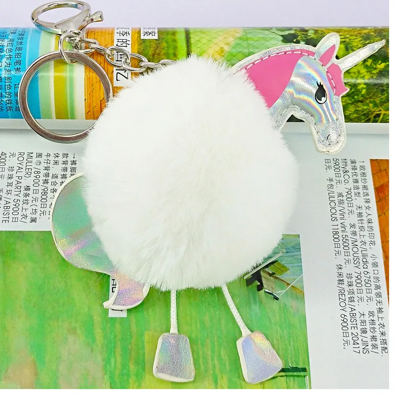Lovely Puff Ball KeyChains Cute Horse Kids Womens Personalised Rings Android Car Bag Santa Claus Key Chain | Украшения и