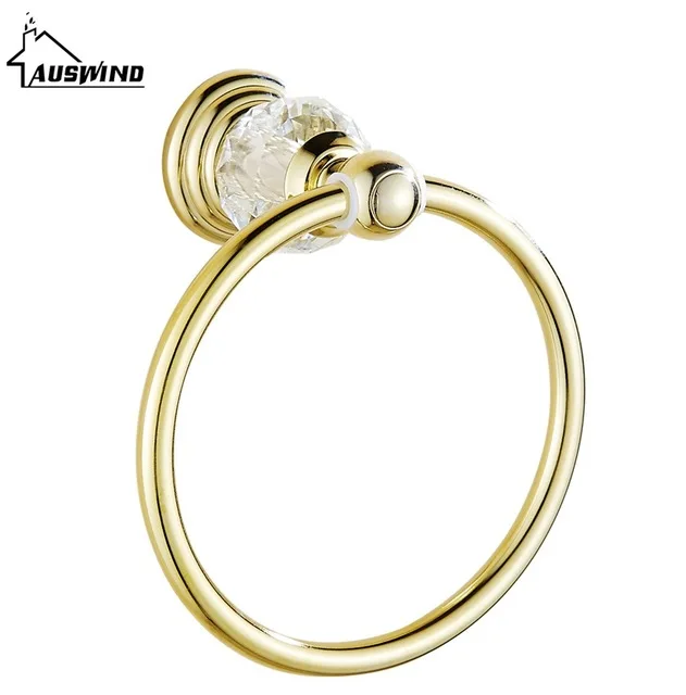Günstige Solide Messing Bad Hardware Sets Gold Poliert Badezimmer Zubehör Wand Montiert Kristall Bad Produkte