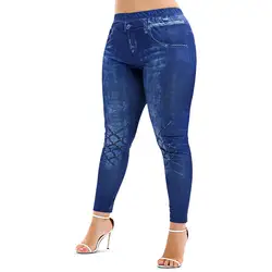 Rosegal плюс размер 3D джинсы печати обтягивающие леггинсы Высокая талия женские сексуальные пуш-ап Фитнес Леггинсы 5XL Большие размеры брюки