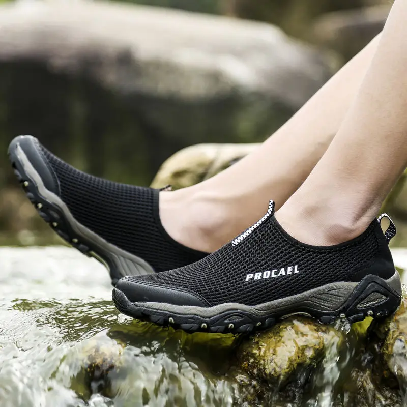 Mesh Shoes Men Sneakers Black Casual Shoes Men Loafers Outdoor Slip-On Sneakers Men Water Shoes Male Footwear PINSV