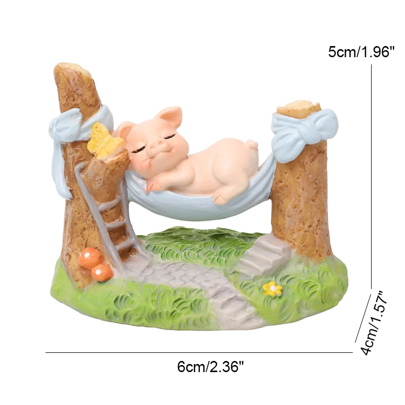 Creative Sleeping Pig Model Figurines Cute Pig Resin Crafts Cartoon Miniature Home Decoration Garden Accessories Birthday Gifts