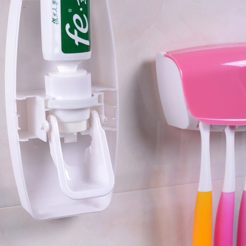 NEW Fashion Wall Mount Automatic Toothpaste Dispenser Toothbrush Holder Family Set bathroom accessories NEW Fashion Wall Mount Automatic Toothpaste Dispenser Toothbrush Holder Family Set bathroom accessories