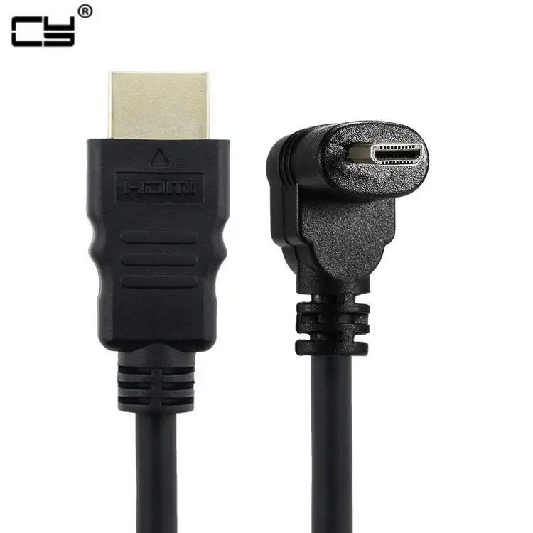 

HDMI Type A to Micro HDMI Type D Up & Down Angled Elbow Cable 30cm 1ft Gold Plated 3D 4K 1080p MicroHDMI Audio for Tablet Camera