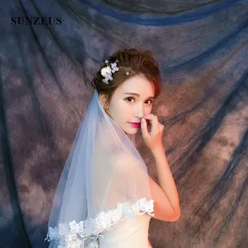 

Short Butterfly Lace Edge Wedding Veils for Bride One Layer Bridal Veil Wedding Accessories voile mariage SBV03