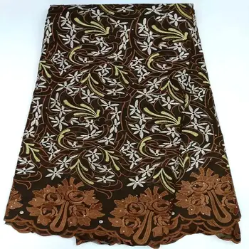 

2019 Latest African 100% Cotton Lace Fabric High Quality With Diamond Cotton Embroidery France Net Lace Fabrics 5Yards/Lot A2119