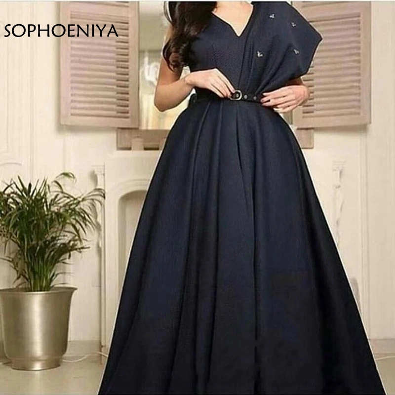 

New Arrival V Neck Black Evening dresses 2019 abiye ever pretty Cheap evening gown Robe de soiree Arabic long dress
