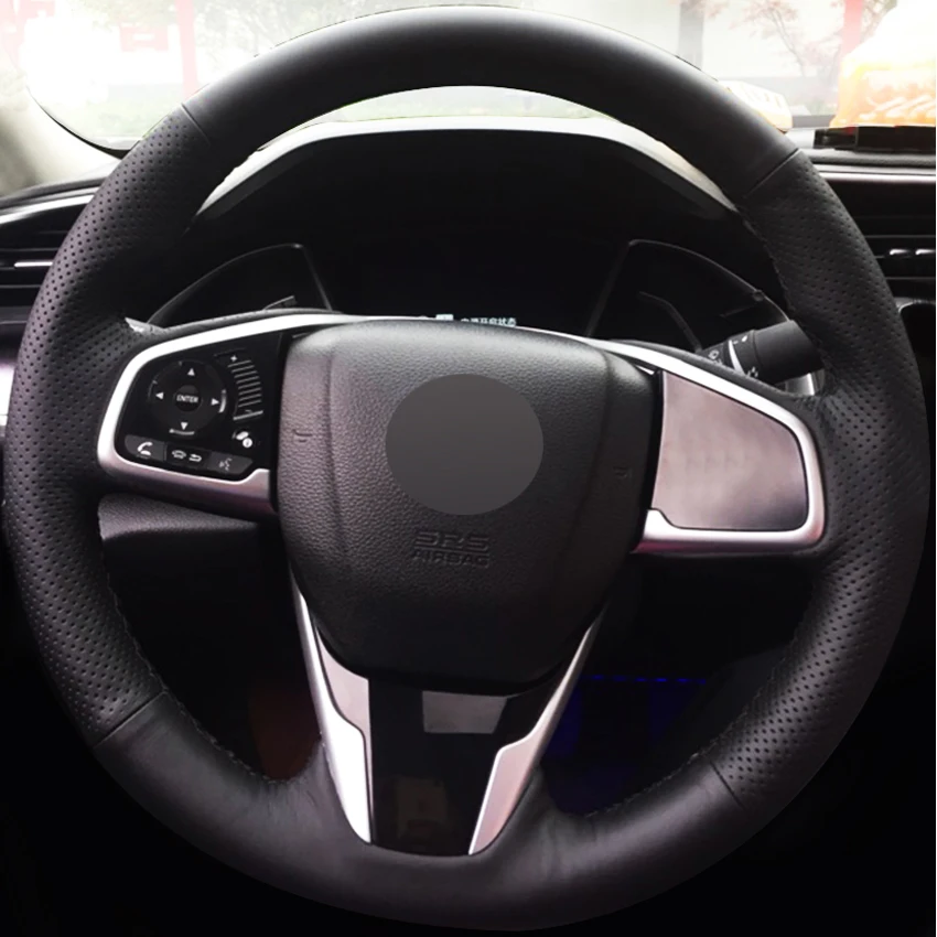 Черный PU искусственная кожа DIY Автомобильный руль Крышка для Honda Civic 10- CRV CR-V- ясность