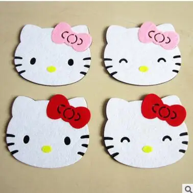 

Cartoon Hello Kitty Felt Cloth Home Store Coffee Tea Mat Coaste