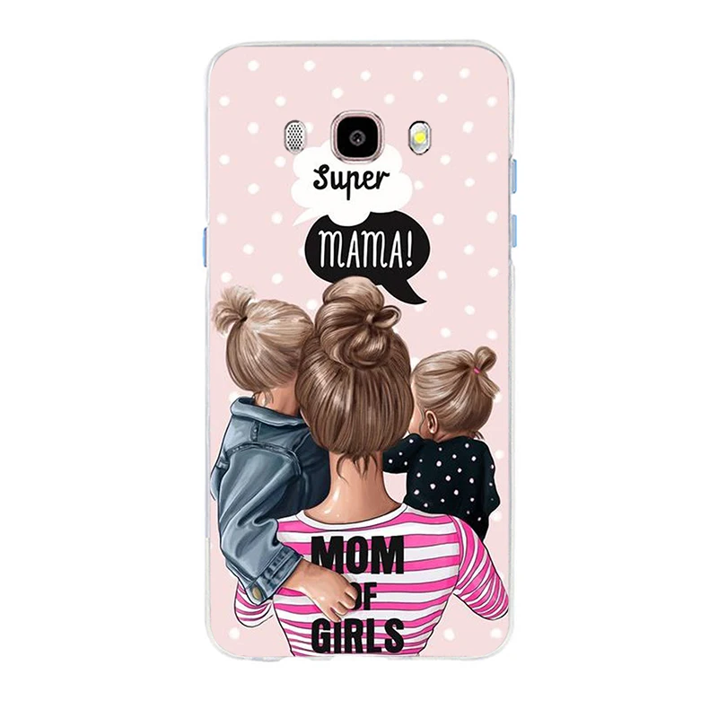 Для Samsung Galaxy S6 S6edge A7 S7edge S8 S9 Plus A5 J2 J5 J7 2016 модный черный коричневый волос Baby Mom Girl