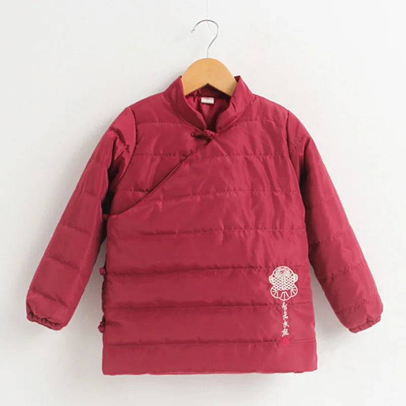 

China Children Outerwear Clothing Warm Kids Cotton Coats Boys Girls Embroidery Teenage Jackets Stand Collar Blouse High Quailty