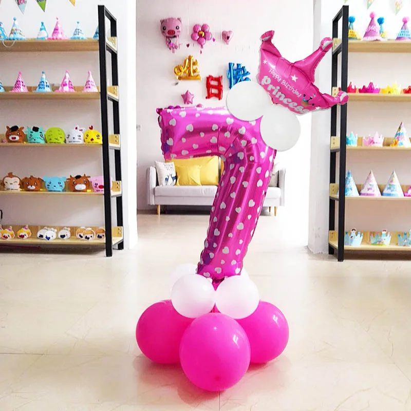 Воздушные шары из фольги с цифрами Tronzo, 13 шт., воздушные шары для первого дня рождения, украшения для вечеринки в честь Дня Рождения, детский душ, Свадебный фольгированный шар - Цвет: PINK B 7