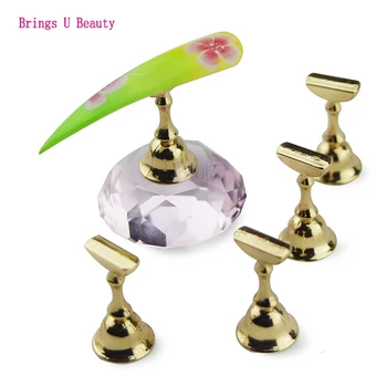 

1set Magnetic Nail Holder Practice Training Display Stand Acrylic Crystal Holders Alloy False Nail Tip Salon DIY Manicure Tools