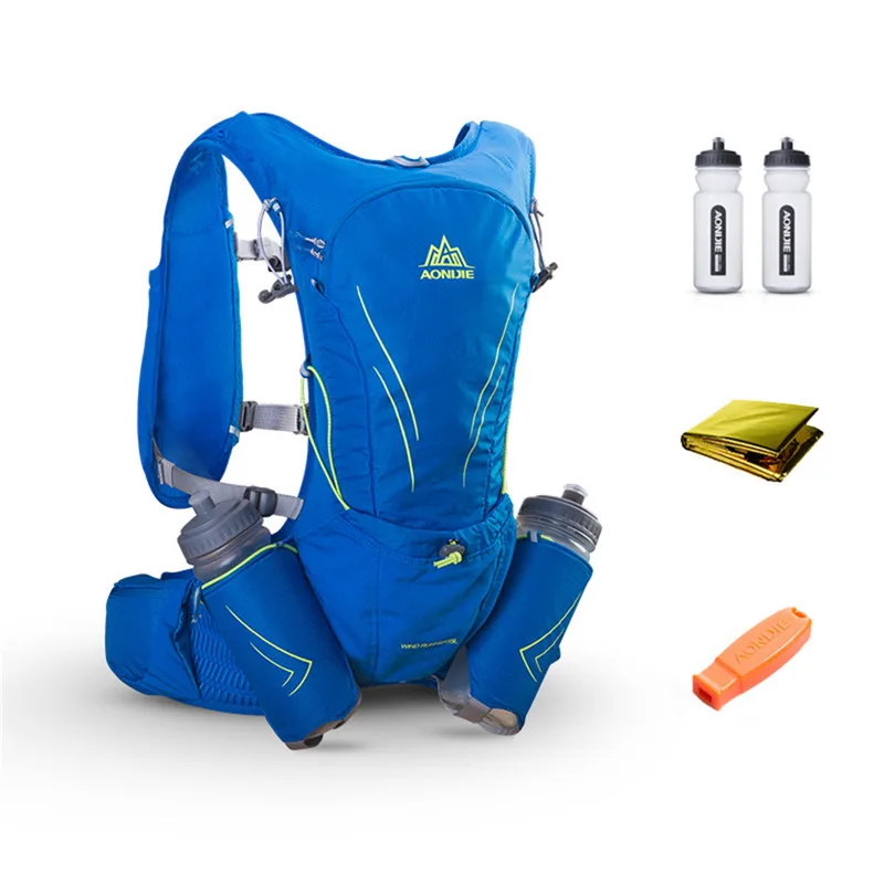 

15L Nylon Running Bag Outdoor Marathon Reflective Hiking Cycling Backpack Hydration Large Capacity With 2*600ml Bottles