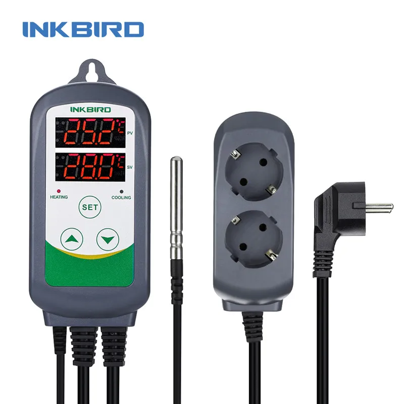 Inkbird ITC-308 1100W цифровой Контроль температуры; 2-ступенчатый выход термостат для отопления и охлаждения с двойным реле для Контроль температуры