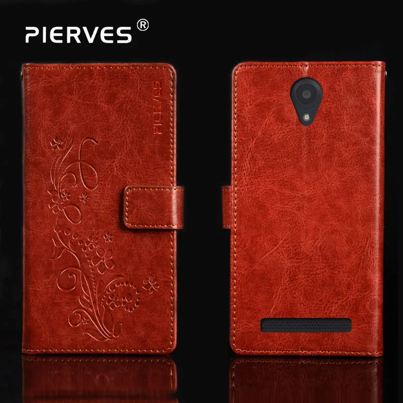 

Pierves Luxury Flip PU Leather Wallet Cover Phone Case For DEXP Ixion ES950